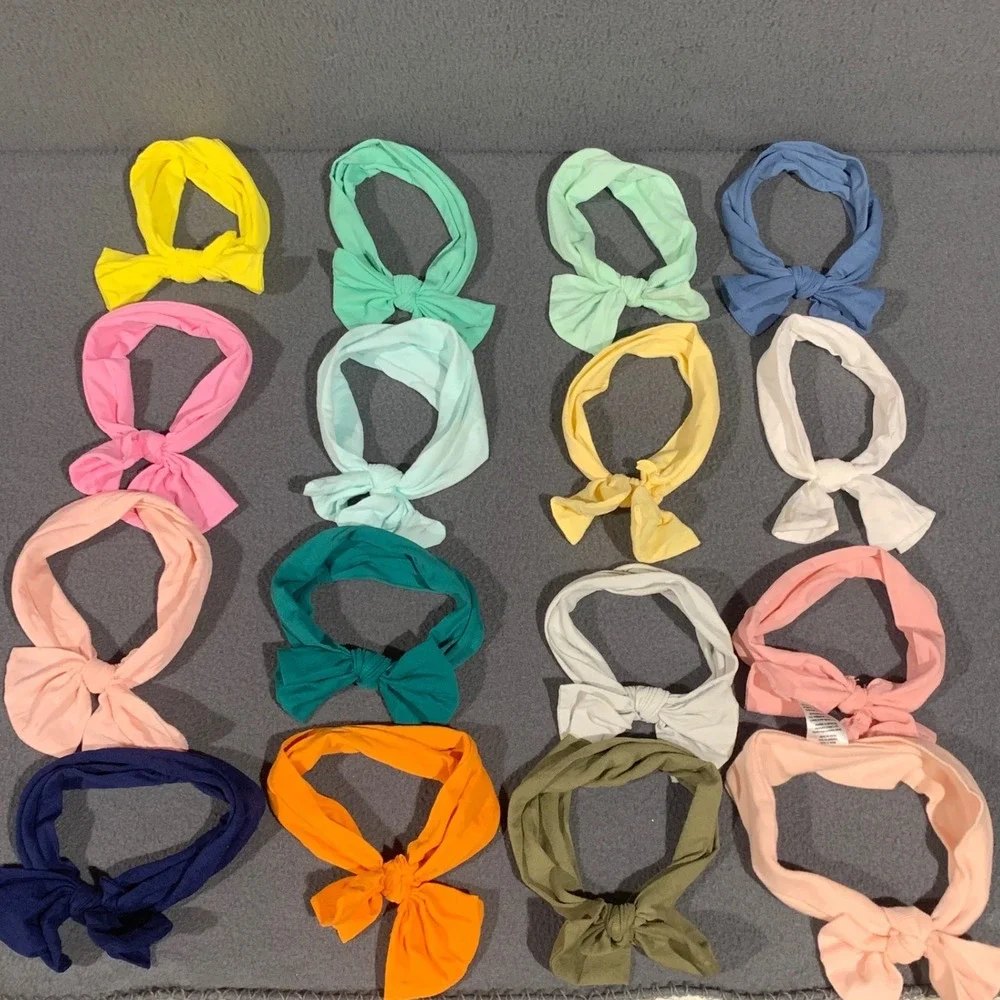 Gerber Baby Girls Bow Headbands Lot‎ of 16 Multicolor Soft Stretch Ribbed Pasel